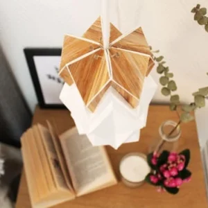 Tedzukuri Atelier Petite Suspension Origami Design En Papier Et Ecowood 10