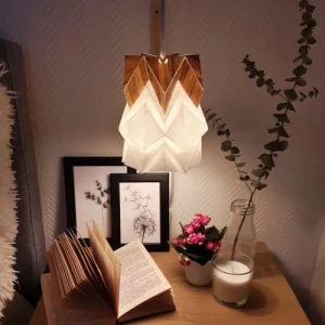 Tedzukuri Atelier Petite Suspension Origami Design En Papier Et Ecowood 12