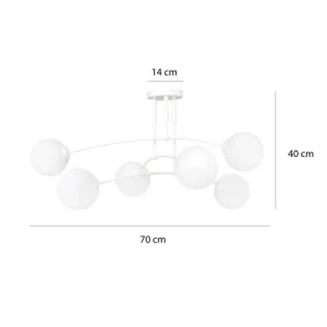 Wonderlamp Plafonnier 6 Lumières Minimaliste Blanc Avec Sphères En Verre 9