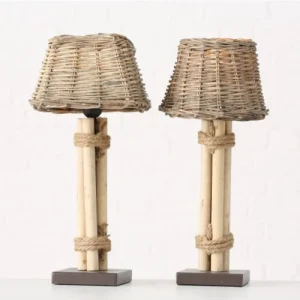 Wadiga Set De 2 Lampes à Poser Abat-jours Bois Esprit Bord De Mer 10