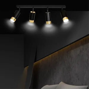 Wonderlamp Spot De Plafond élégante Avec 4 Lumières Réglables Noires Et Dorées 10