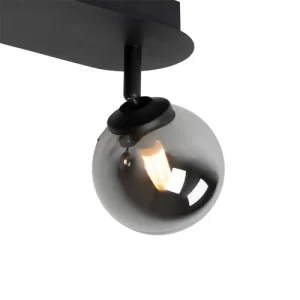 QAZQA Spot Plafond En Verre Noir 18