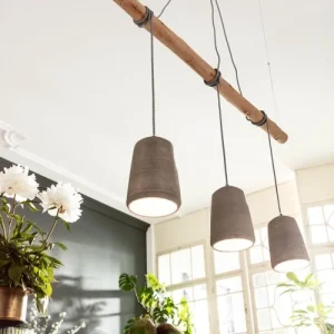 Kare Design Suspension 3 Abat-jours En Béton Et Eucalyptus 10