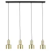 Maisons Du Monde Suspension 4 Abat-jours En Laiton Doré Et Support En Métal Noir 94×127 17