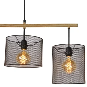 Lucide Suspension 4 Lumières En Bois Et Métal L107cm 18