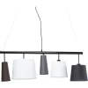 Kare Design Suspension 5 Abat-jours En Tissu Noir, Gris Et Blanc 17