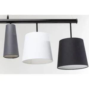 Kare Design Suspension 5 Abat-jours En Tissu Noir, Gris Et Blanc 11