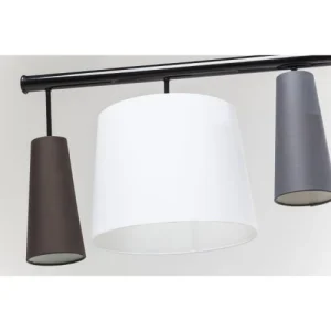 Kare Design Suspension 5 Abat-jours En Tissu Noir, Gris Et Blanc 13