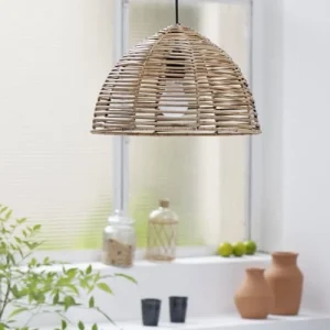 Casatera Suspension Cloche En Rotin Naturel Bois Clair 9