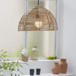 Casatera Suspension Cloche En Rotin Naturel Bois Clair 11