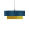 Kauze Luminaires Suspension Déco En Coton Bleu Canard Et Jaune Moutarde Ø 40cm 20