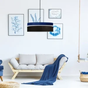 Kauze Luminaires Suspension Déco Noir Et Bleu Canard Ø 50 9