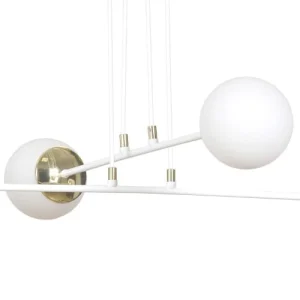 Wonderlamp Suspension élégante 4 Lumières Nordique Blanc Avec Détails Dorés 12