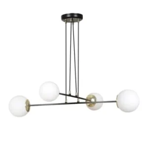 Wonderlamp Suspension élégante 4 Lumières Nordique Blanc Avec Détails Dorés 16