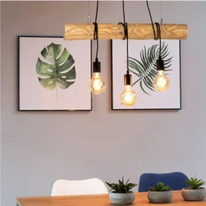 Britop Lighting Suspension En Bois 3 Ampoules 9