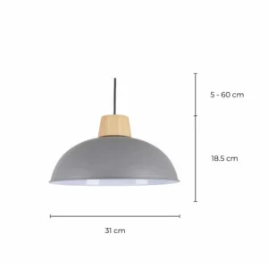 C-Création Suspension En Bois Et Métal Gris 14