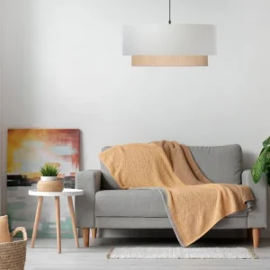 Kauze Luminaires Suspension En Lin Blanc Et Raphia Ø 40cm 6