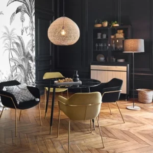 Maisons Du Monde Suspension En Métal Noir Et Rotin Tressé Beige 15