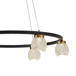 Cristalrecord Suspension Led 6 Lumières Noir Et Abat-jour Transparent 8