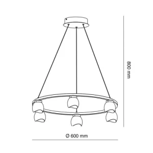 Cristalrecord Suspension Led 6 Lumières Noir Et Abat-jour Transparent 12