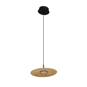 Cristalrecord Suspension Led Noire En Bois Et Diffuseur Acrylique Opale ø25 Cm 8