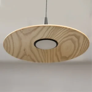 Cristalrecord Suspension Led Noire En Bois Et Diffuseur Acrylique Opale ø34 Cm 12