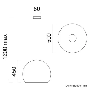 Lumicom Suspension Métal Blanc Brillant 50cm 12