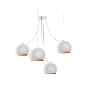 Lumicom Suspension Métal Blanc Mat Et Feuille Cuivre Interne 10