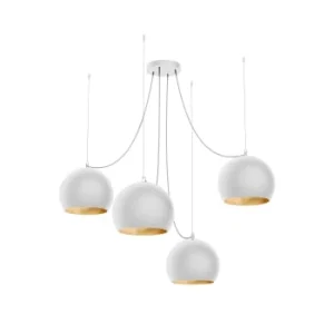 Lumicom Suspension Métal Blanc Mat Et Feuille Cuivre Interne 12