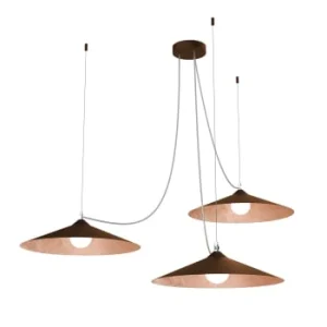 Lumicom Suspension Métal Marron Corten Et Feuille Cuivre Interne 15