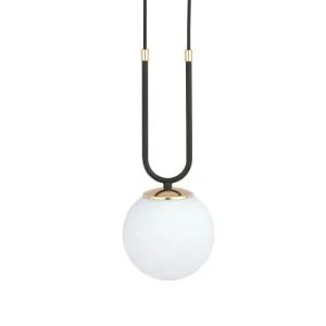 Wonderlamp Suspension Originale Noire Et Dorée Avec Sphère En Verre 10